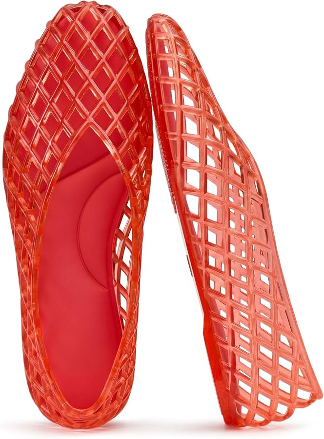 SOVANYOU Jelly Shoes for Women Mesh Ballet Flats Slip On Jelly Sandals | Amazon (US)