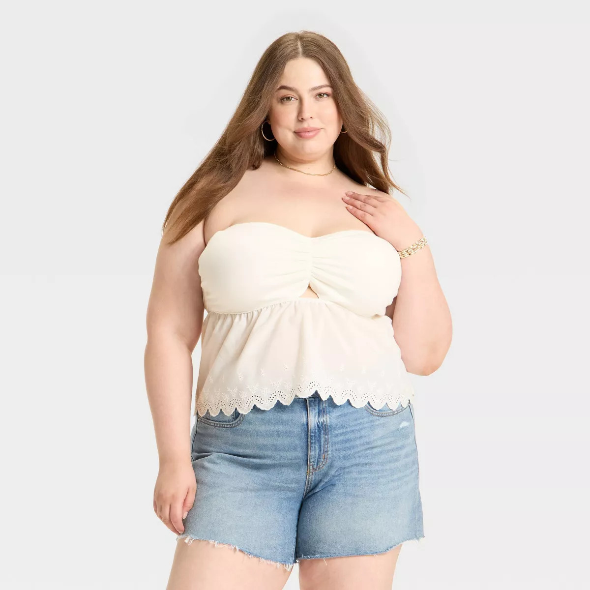Women's Knit Woven Twist Tube Top - Wild Fable™ White L | Target