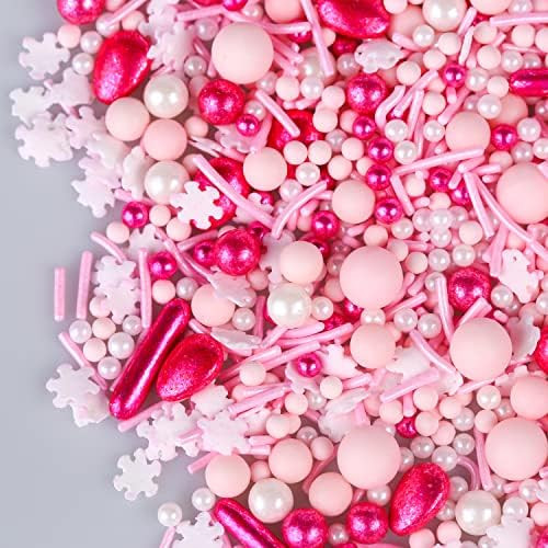 Pink Sprinkles for Cake Decorating 7oz - Snowflake Sprinkles - Metallic Sprinkle Mix for Cookies,... | Amazon (US)
