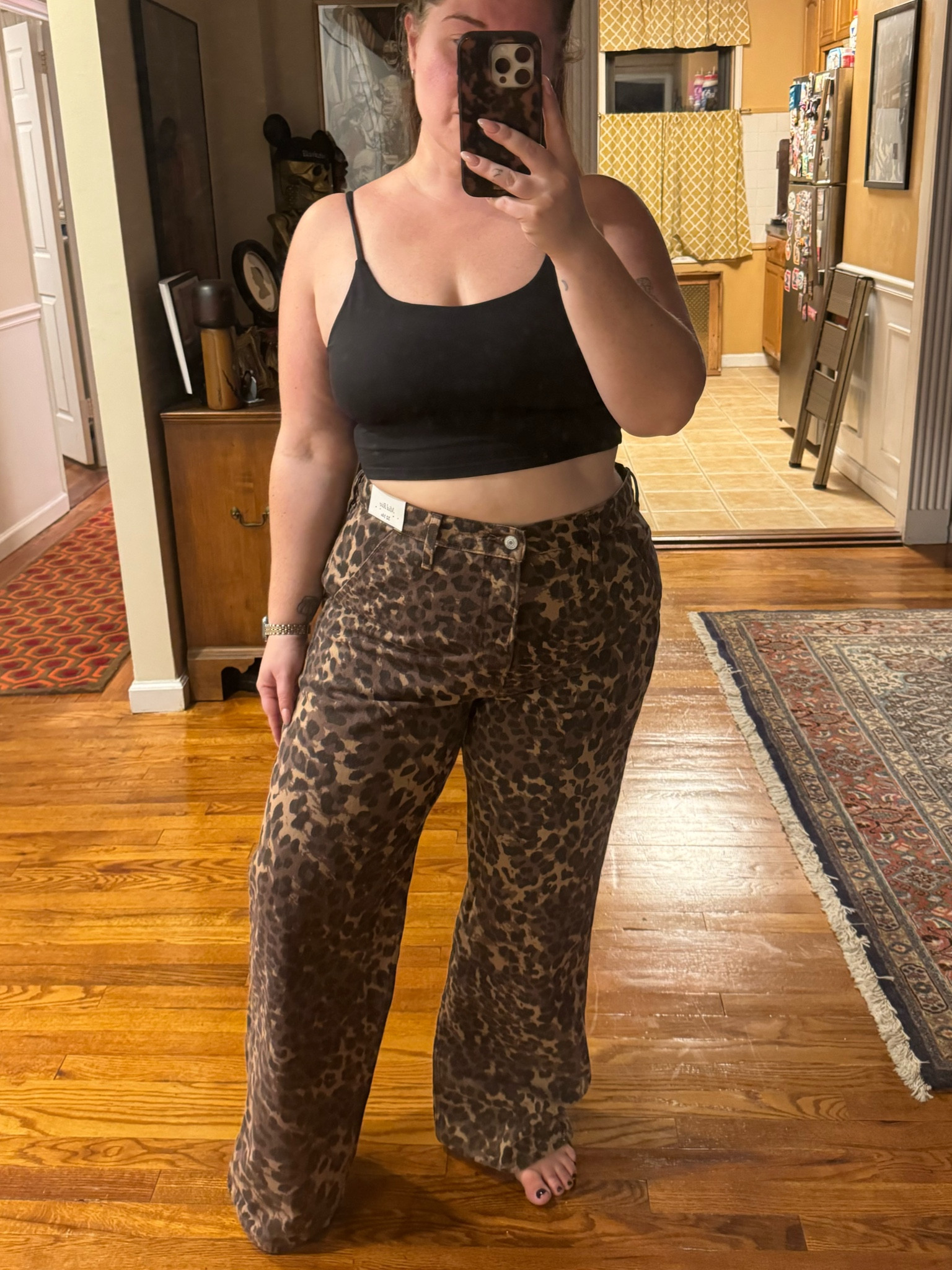 abercrombie leopard jeans , i took a size 32 / 14 and they're tight through the hips but there's a gap in the waist that i will probably just get tailored!

#LTKMidsize #LTKNYFW #LTKPlusSize