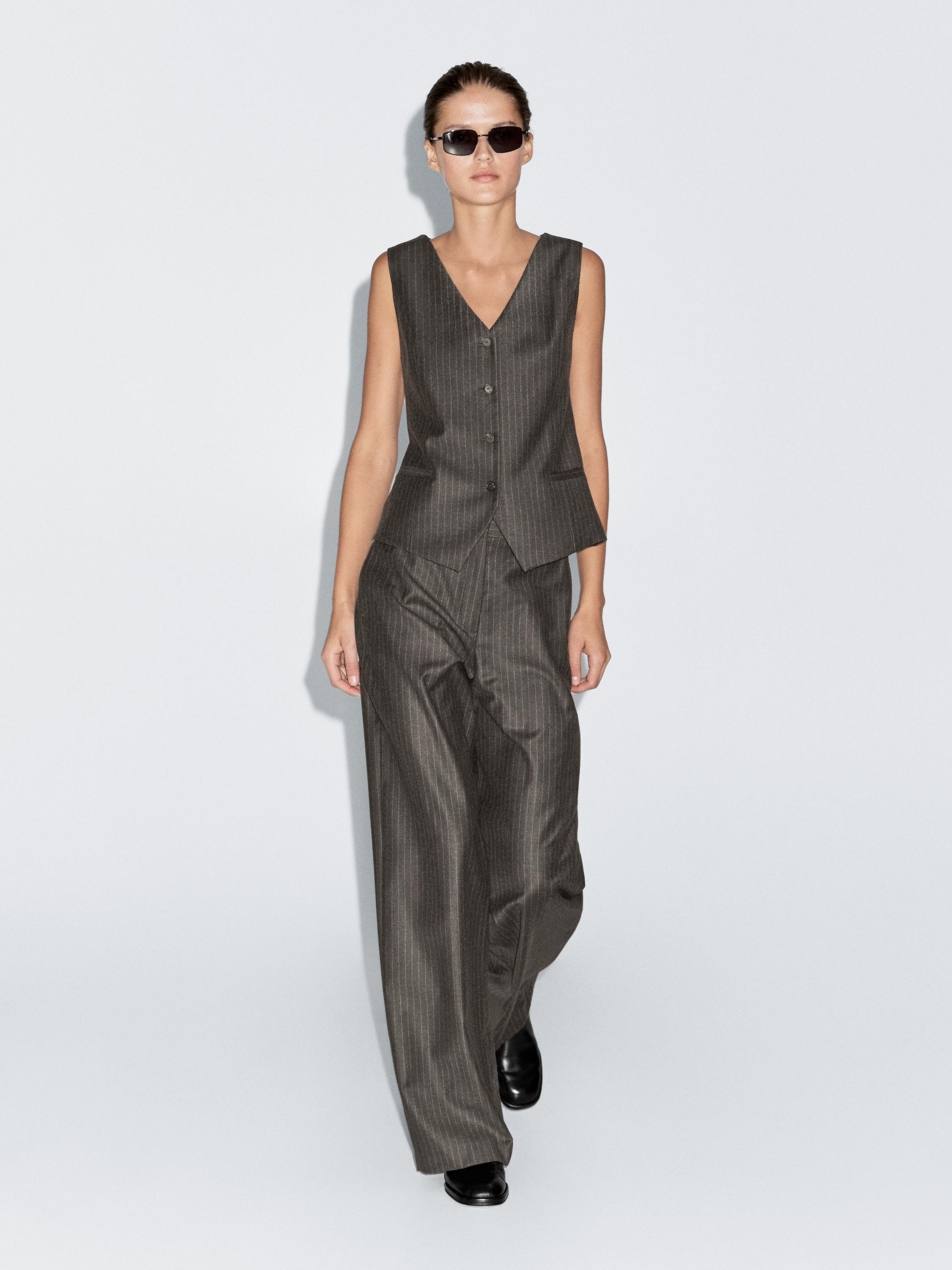 100% wool pinstripe trousers | Massimo Dutti US