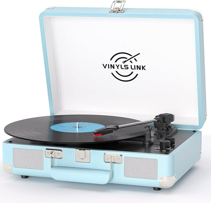 Vinyl Record Player 3-Speed Bass Control Bluetooth Suitcase Portable Belt-Driven Record Player wi... | Amazon (US)