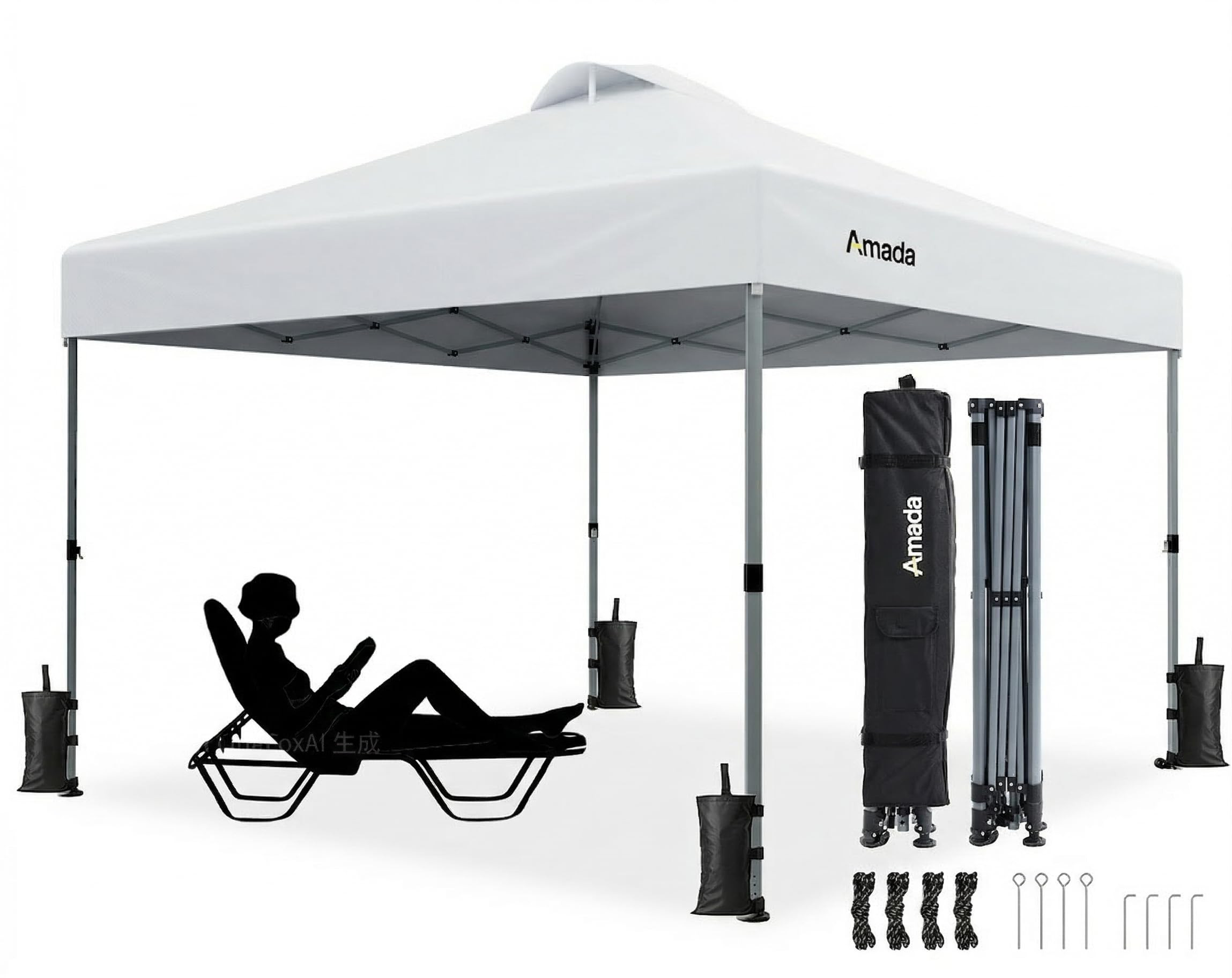 Amada 10x10 Pop Up Canopy Tent, 1-Button Push Easy-up Outdoor Canopy Beach Tent with 3-Height Adj... | Amazon (US)