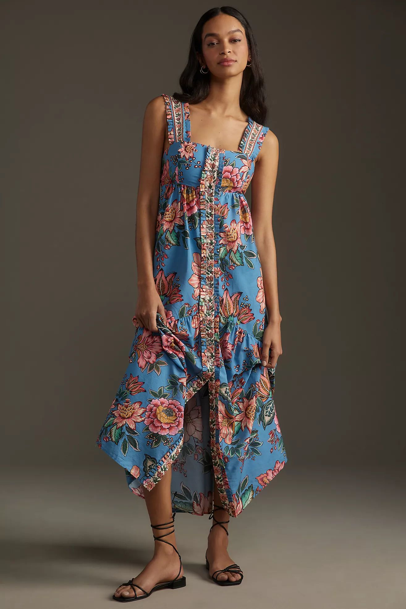 Farm Rio Wonderful Bouquet Sleeveless Midi Dress | Anthropologie (US)