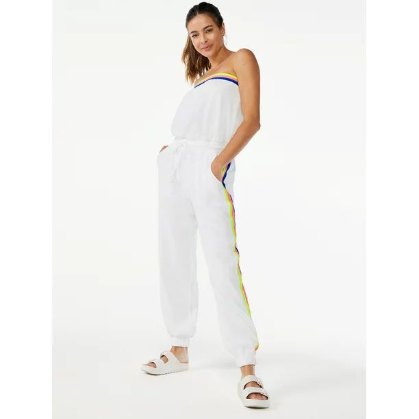 Love & Sports Women's Strapless Baby Terry Cloth Romper - Walmart.com | Walmart (US)