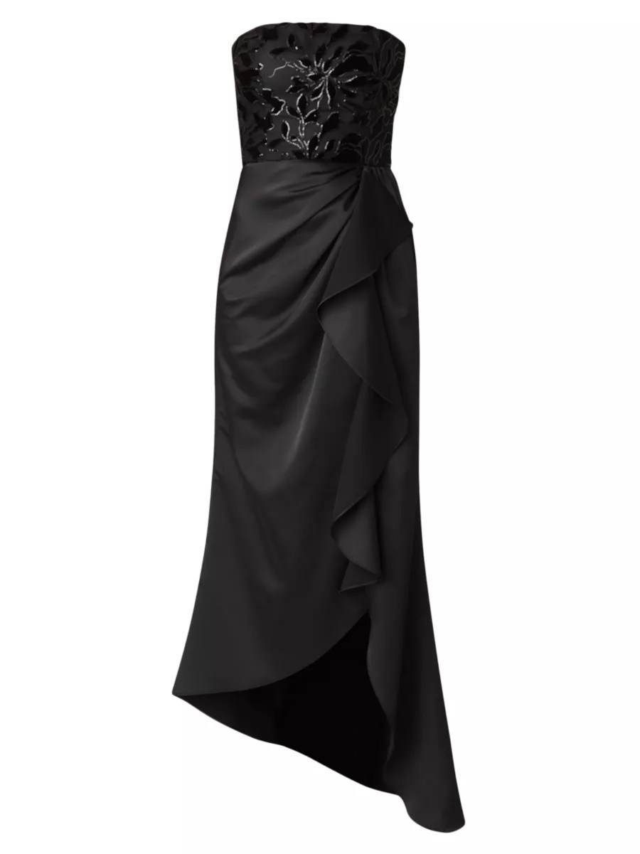 Portia Sequin-Embellished Asymmetric Strapless Gown | Saks Fifth Avenue