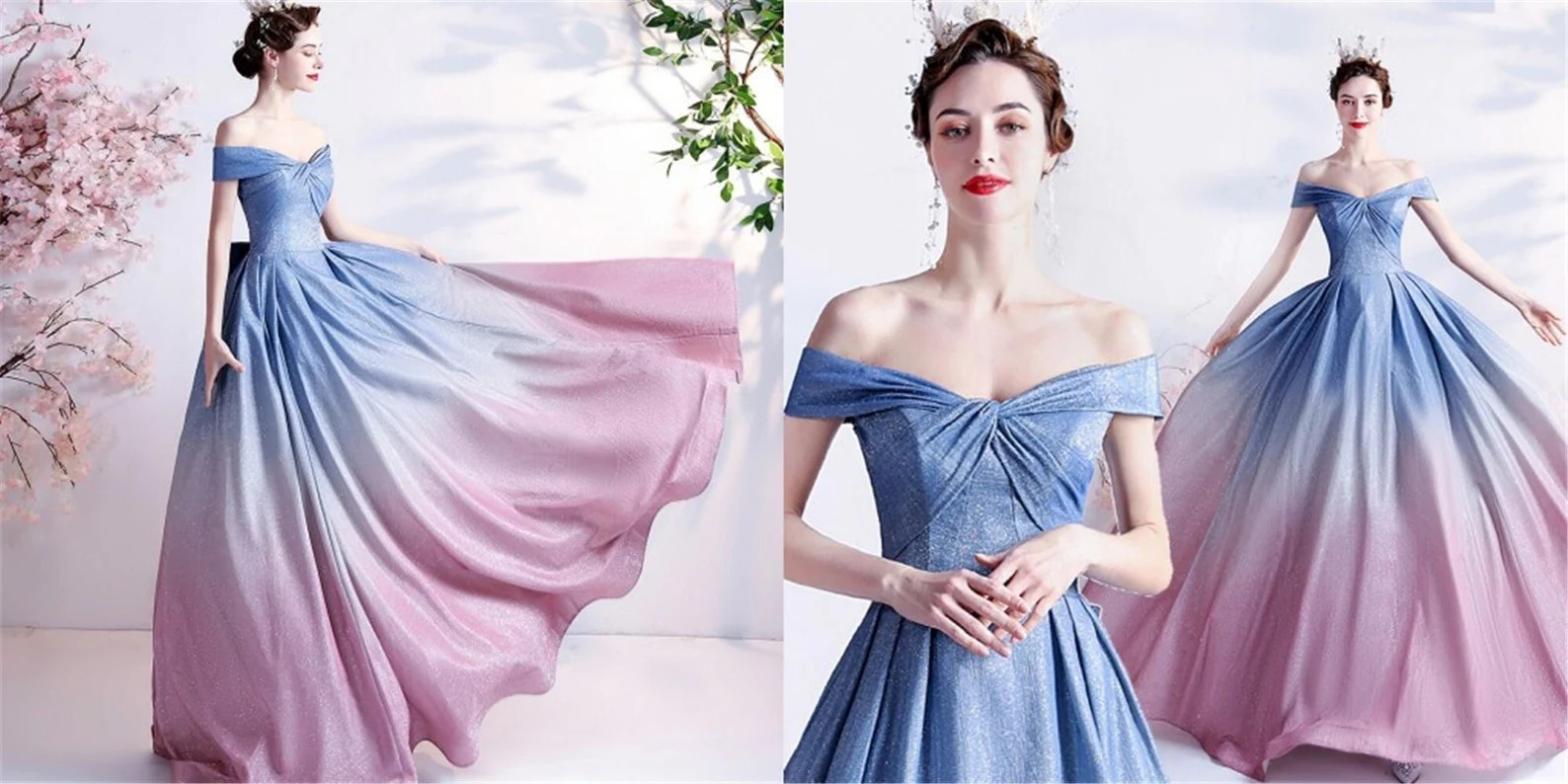 Fairy Sparkle Tulle Prom Dress Ombre Blue Pink Evening Gown | Etsy | Etsy (US)