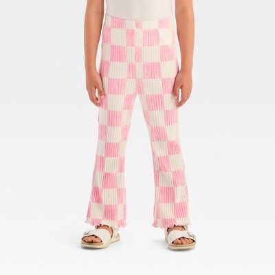 Grayson Mini Toddler Girls' Ribbed Checkered Flare Pants | Target