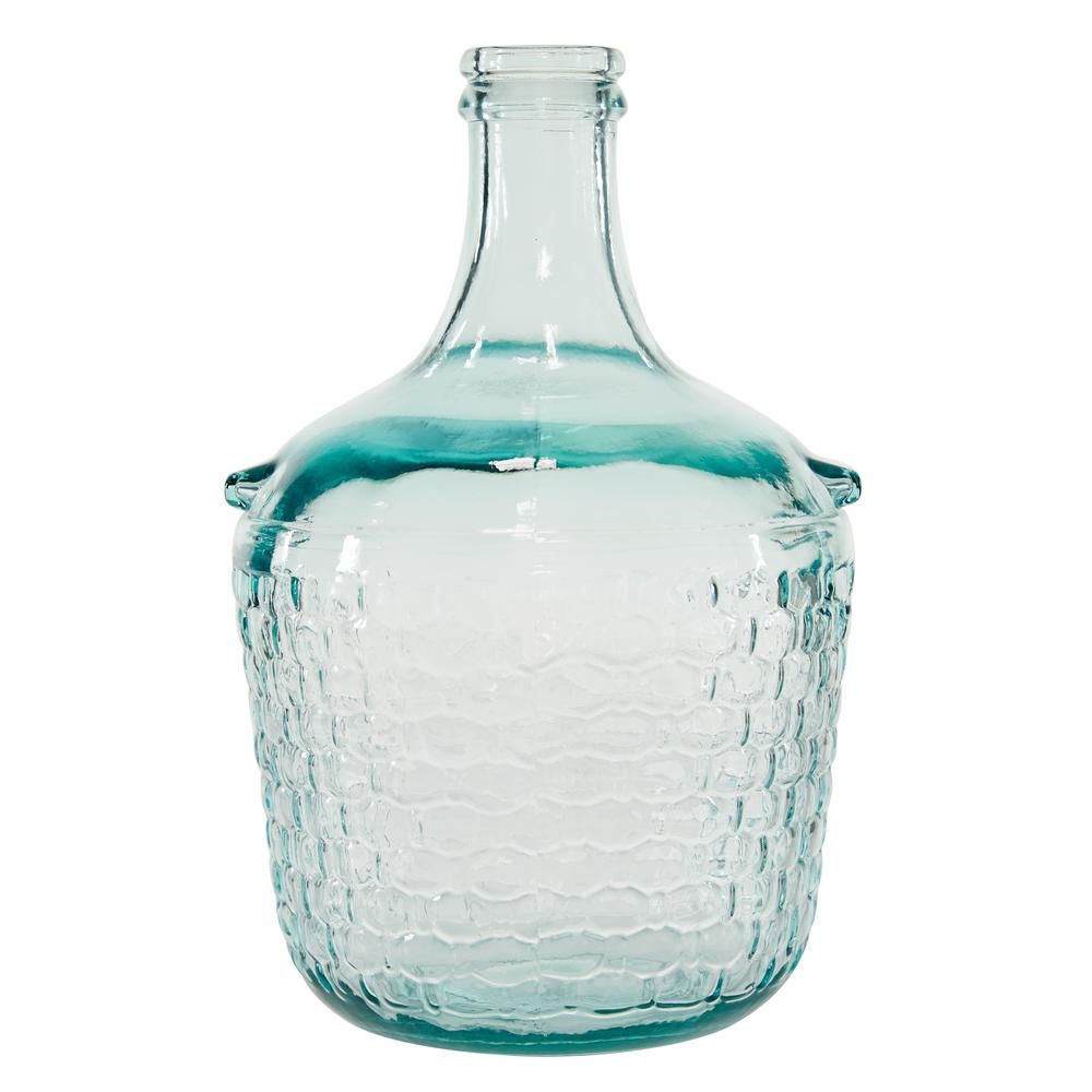 Litton Lane Clear Glass Farmhouse Decorative Vase, Blue | The Home Depot
