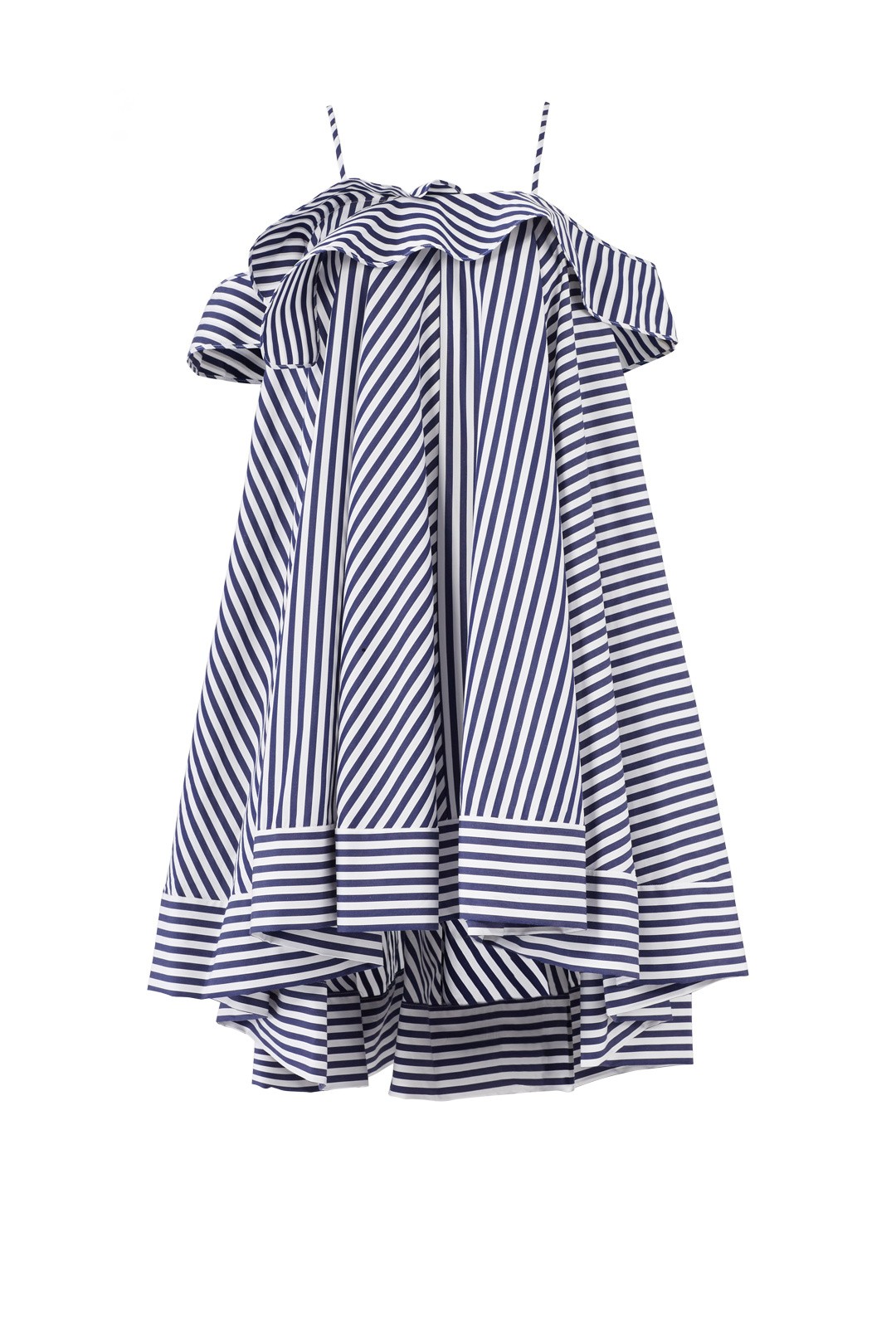 MSGM Blue Stripped Ruffle Dress | Rent The Runway