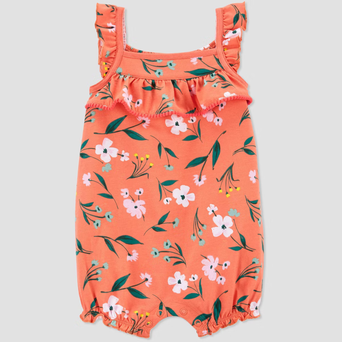 Carter's Just One You® Baby Girls' Floral Romper - Coral Orange | Target