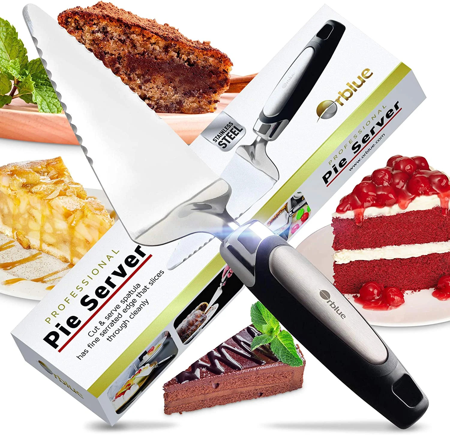 Orblue Flatware Pie Server Stainless Steel Cake Cutter with Black Handle - Walmart.com | Walmart (US)
