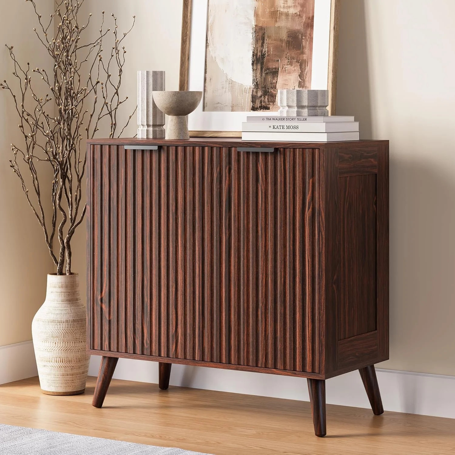 Sideboard Buffet Cabinet with Storage, Modern Fluted Accent Credenza with Doors & Adjustable Shel... | Walmart (US)