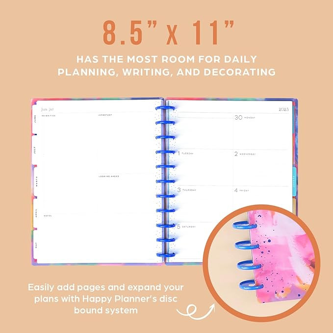 Happy Planner Disc-Bound 12-Month Planner, Jan.–Dec. 2025 Daily, Weekly, and Monthly Planner, B... | Amazon (US)