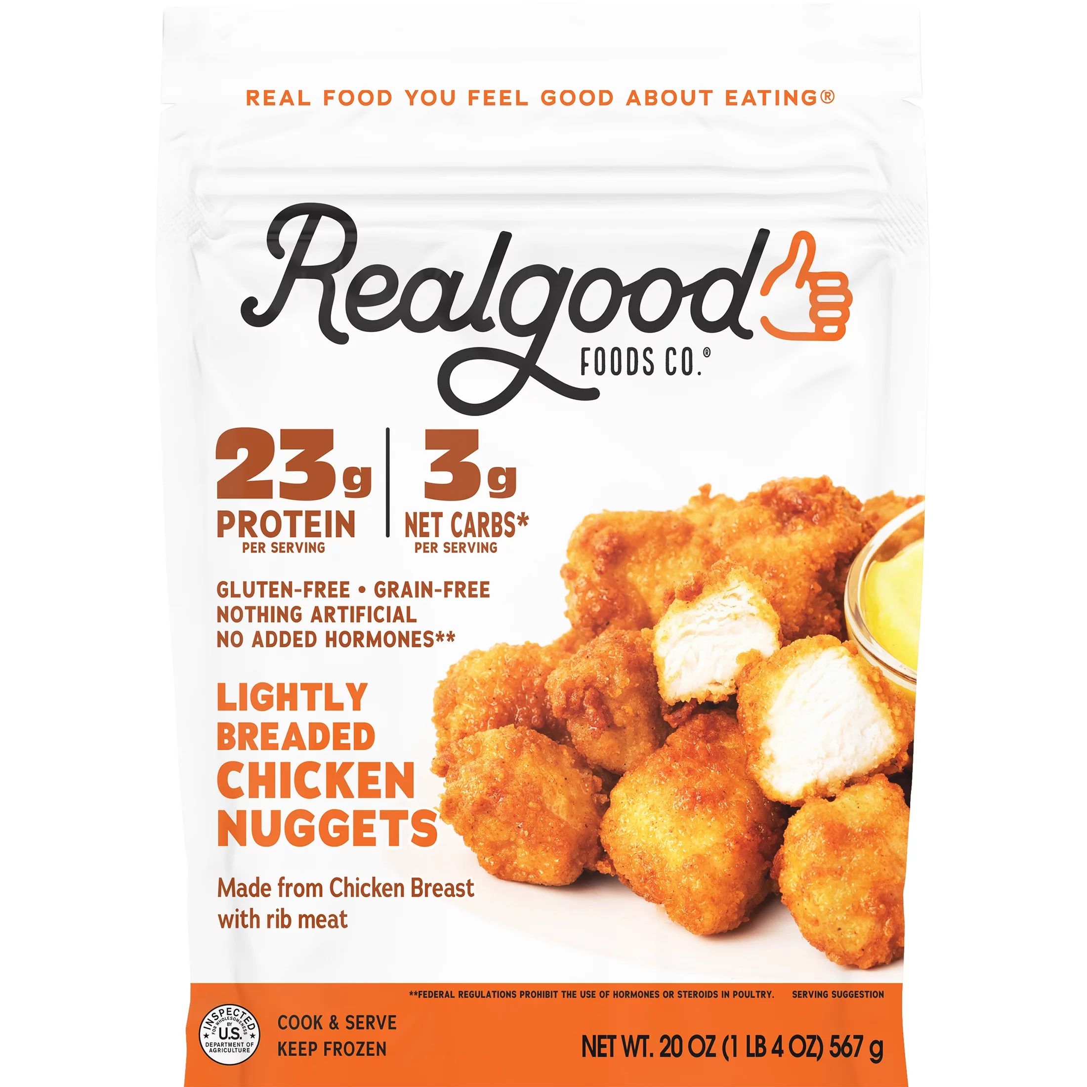 Realgood Foods Co. Lightly Breaded Chicken Breast Nuggets, 20 oz Bag (Frozen) | Walmart (US)