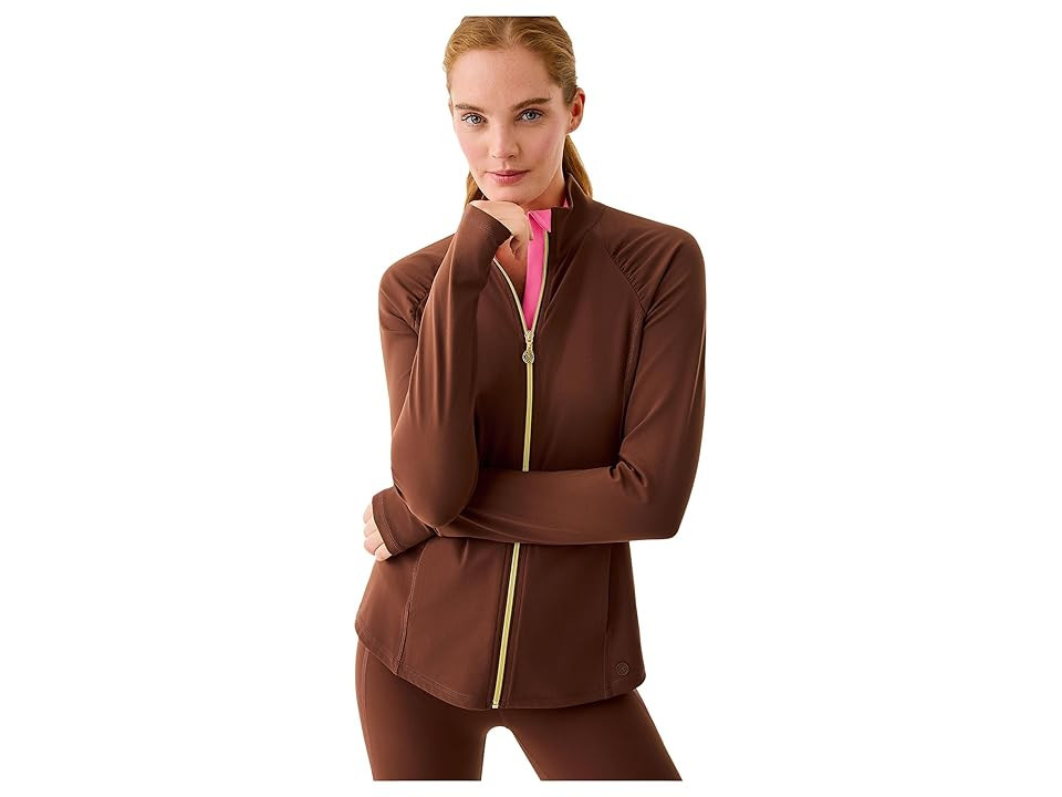 Lilly Pulitzer Justine Full Zip Jacket U Women's Jacket French Roast : MD (Women's 8-10), Nylon/Spandex | Zappos