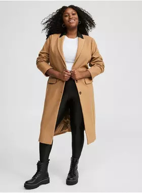 Softest Coat Faux Leather Collar Longline Coat | Torrid (US & Canada)