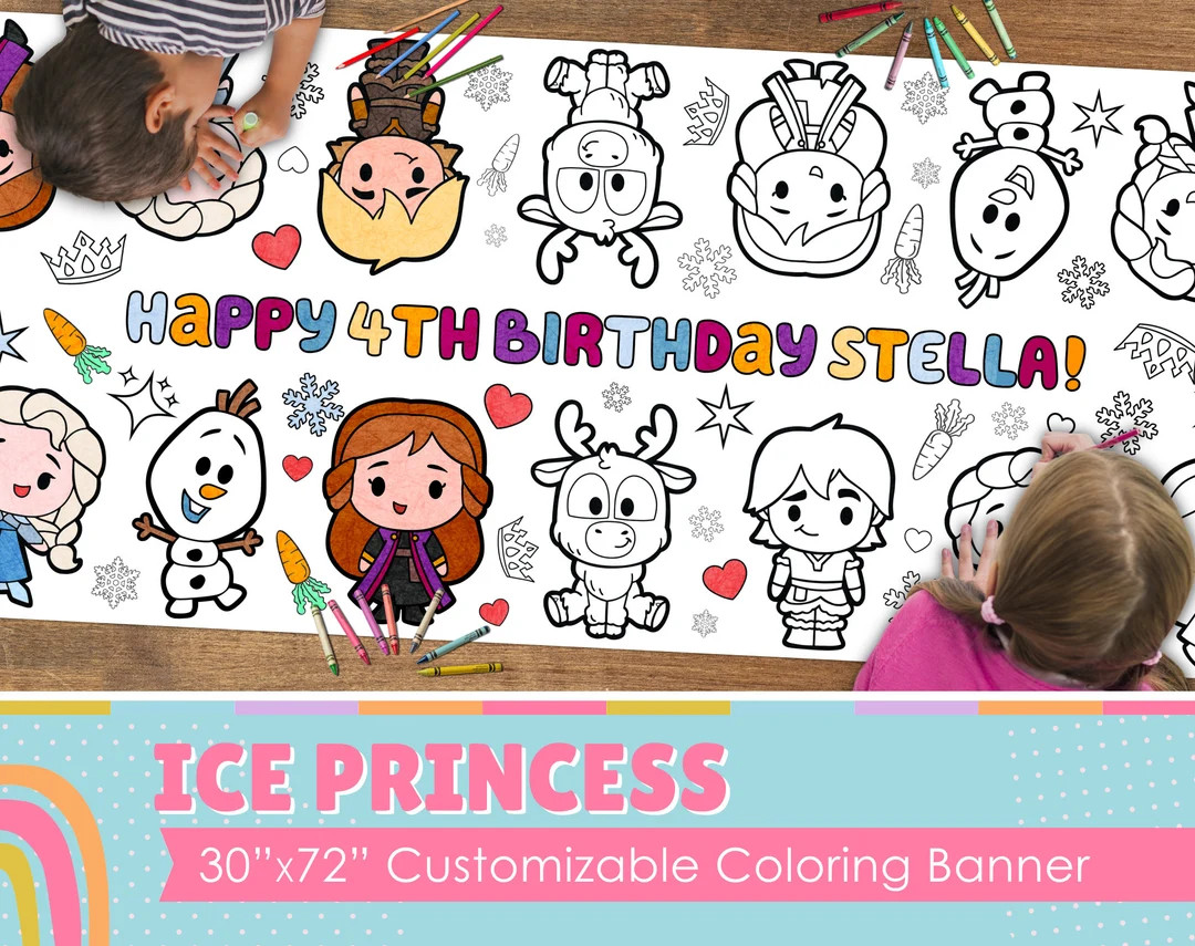 GIANT Ice Princess Coloring Banner Poster | 6 Feet Long | 30" X 72" Inches | Huge Tablecloth Cove... | Etsy (US)