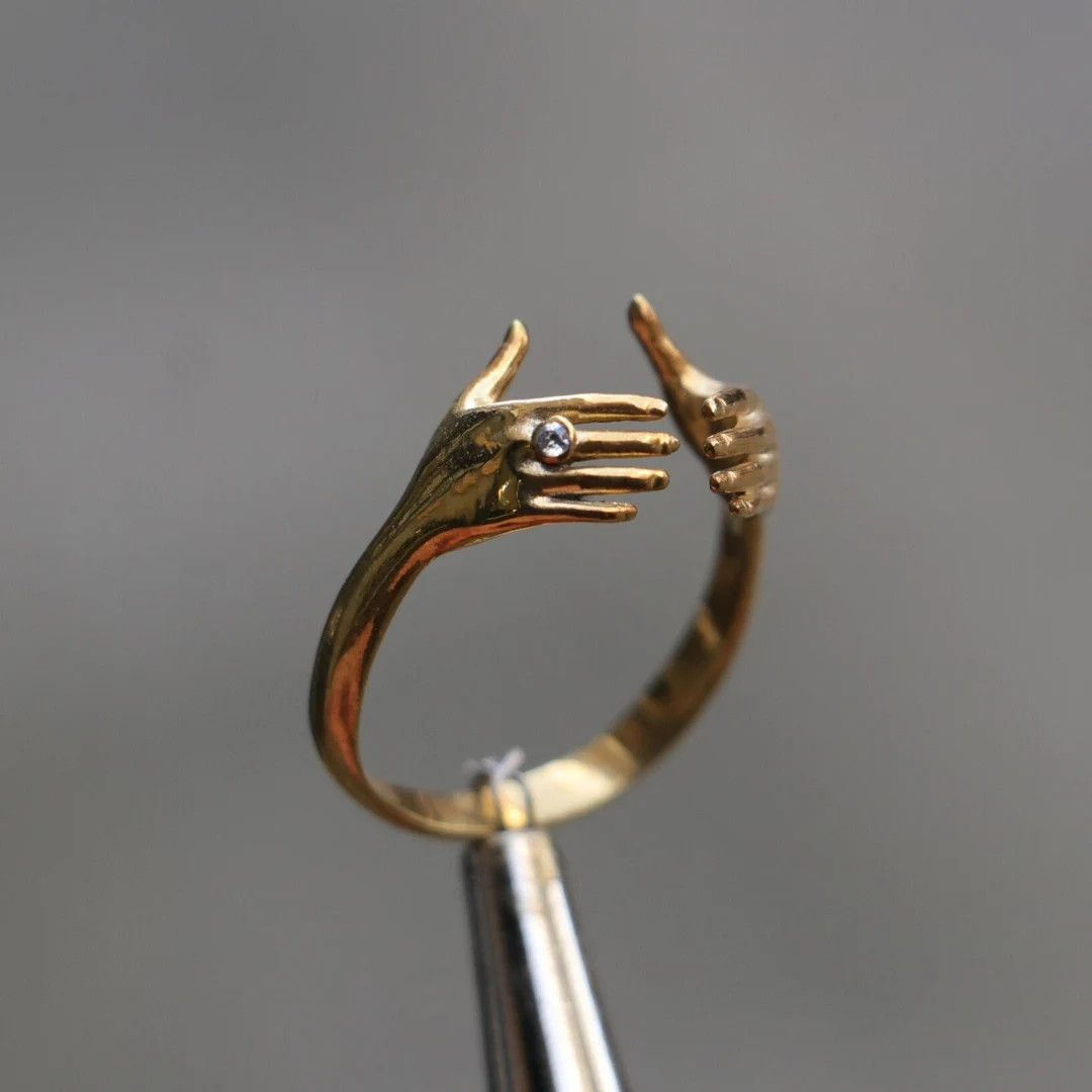 Gold Plated Hand Ring, 925 Silver Hand Ring, Complementary Ring, Ring Beautifies the Combination,... | Etsy (US)