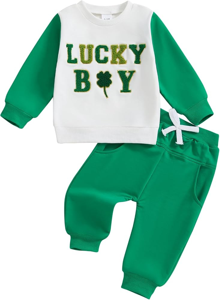 St. Patrick's Day Baby Boy Outfits Embroidery Sweatshirt Sweatpants My First St. Patrick's Day Ba... | Amazon (US)