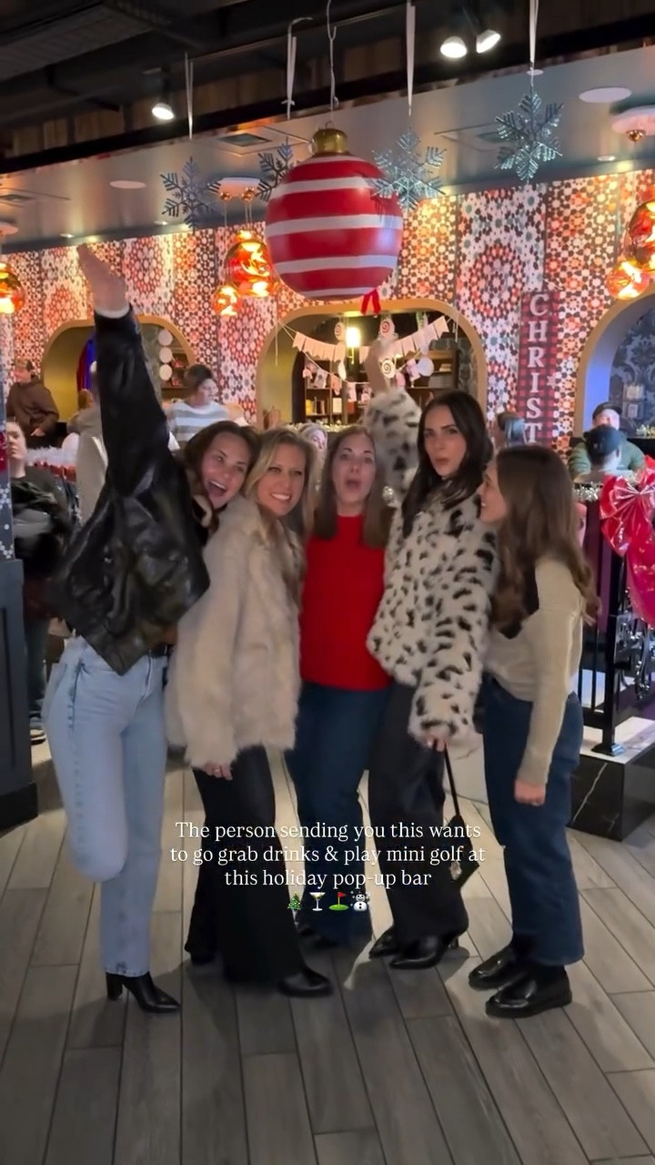 Faux fur jacket: tts (I sized up 1 to a M but would’ve been good w a S) 
Open back top: tts (S)
Jeans: tts (27) 5’7” 
Booties: sized up half 

Christmas bar outfit / festive going out look

#LTKSeasonal #LTKstorytime #LTKHoliday