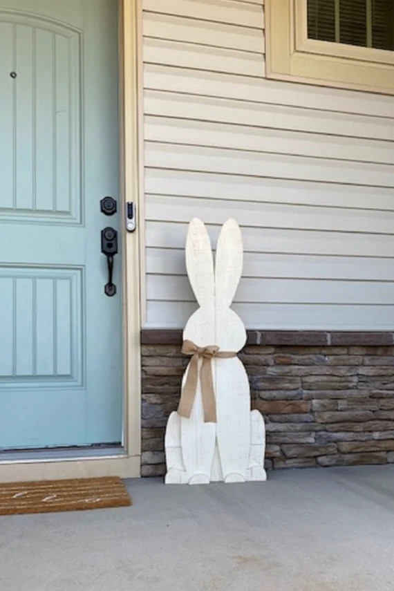 Farmhouse Wood Bunny Easter Bunny White Wood Easter Bunny | Etsy | Etsy (US)