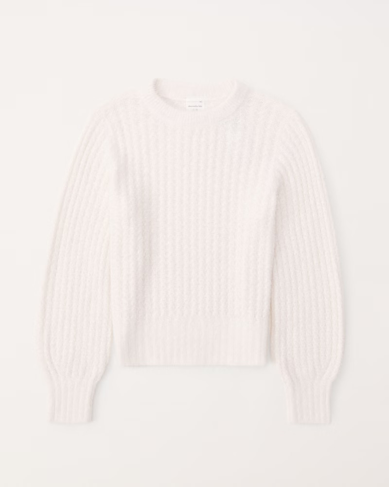 abercrombie kids girls crewneck sweater in white - size 11/12 | Abercrombie & Fitch (US)