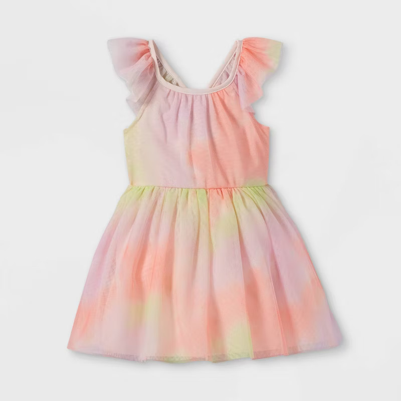Toddler Girls' Ruffle Sleeve Tutu Dress - Cat & Jack™ Peach | Target
