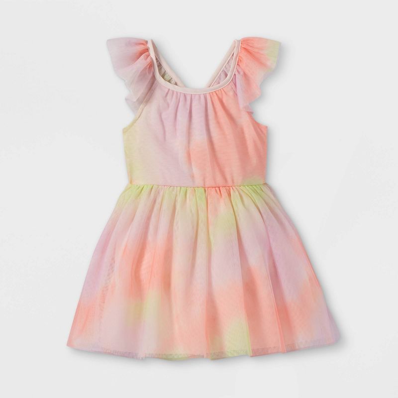 Toddler Girls' Ruffle Sleeve Tutu Dress - Cat & Jack™ Peach | Target