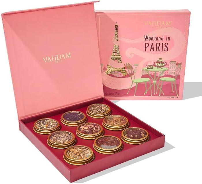 VAHDAM, Weekend in Paris Tea Gift Set - 9 Assorted Teas | Travel Edition Gift Box | Natural Ingre... | Amazon (US)