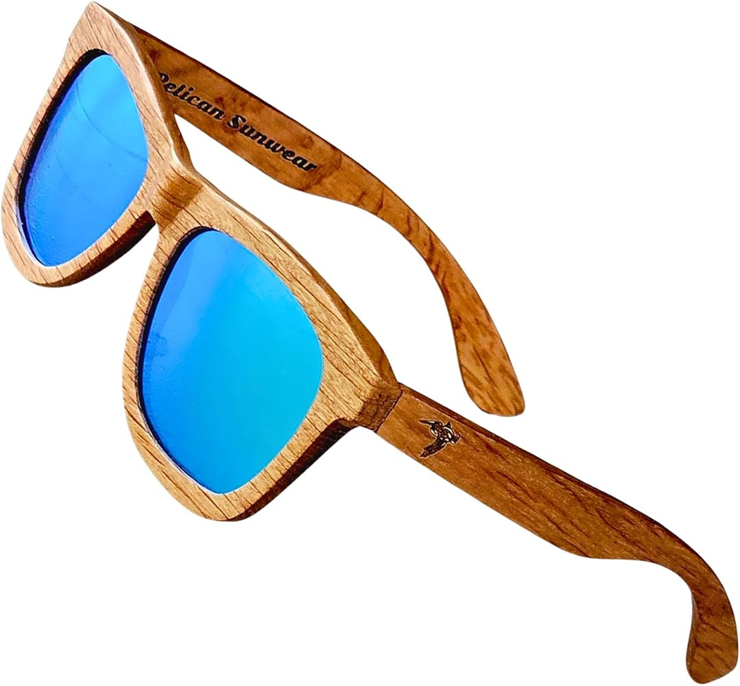 Wood Sunglasses | Polarized | Vintage Wooden Frame | UV Protection | Bamboo Case | Amazon (US)
