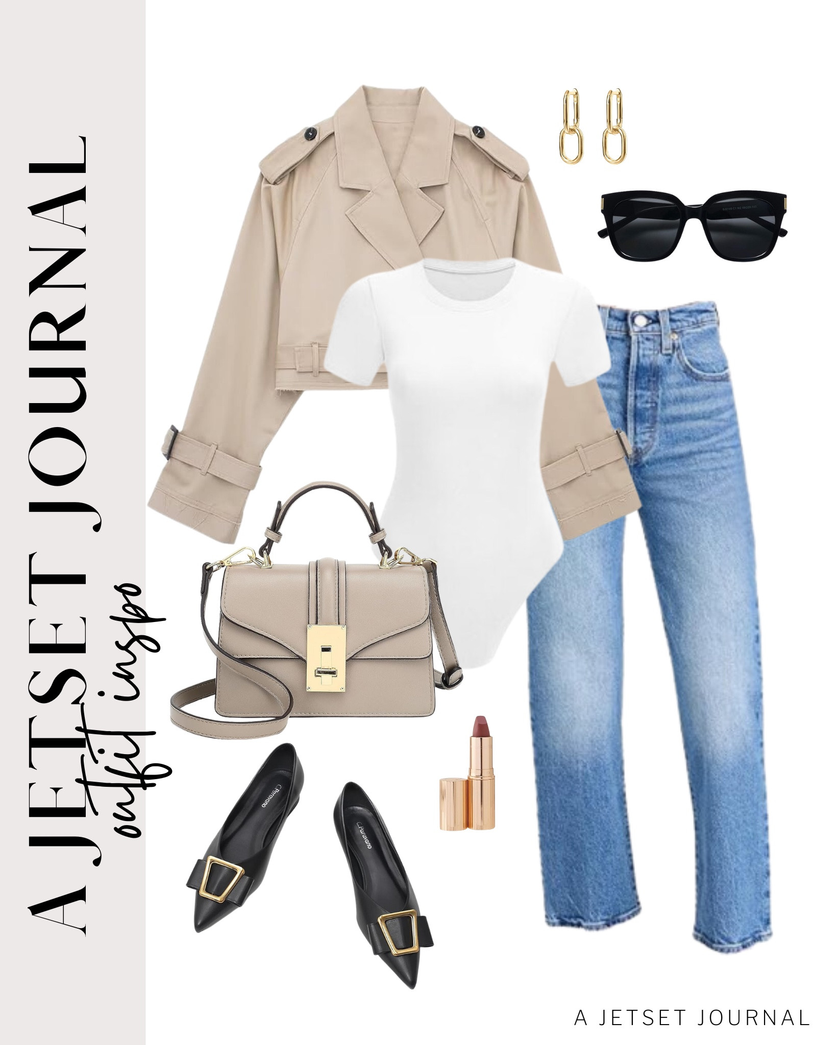 Adding a cropped trench coat and accessories to a basic bodysuit and jeans is a great way to elevate the look!

summer to fall, transitional pieces, outfit idea, transitional style, outfit inspo, ways to style, casual outfit, on the go look

#LTKU #LTKSeasonal #LTKStyleTip