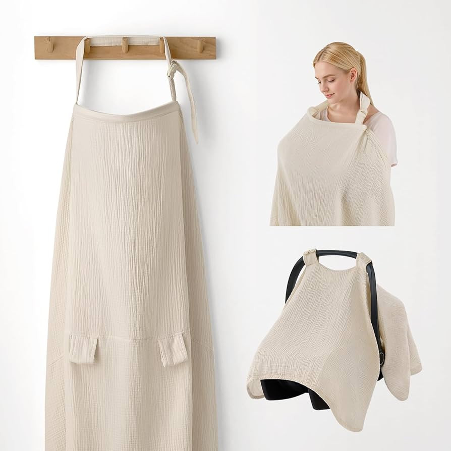 Blissful Diary 2-in-1 Muslin Baby Car Seat Cover, Multi-use Nursing Cover for Breastfeeding, Brea... | Amazon (US)