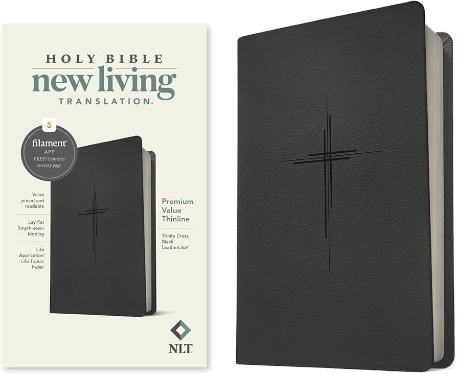 NLT Premium Value Thinline Bible, Filament Enabled (LeatherLike, Trinity Cross Black) | Amazon (US)