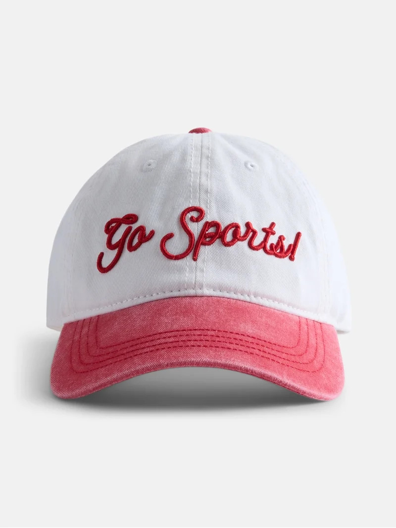 No Boundaries Women's Cotton Twill Game Day Baseball Hat, White | Walmart (US)