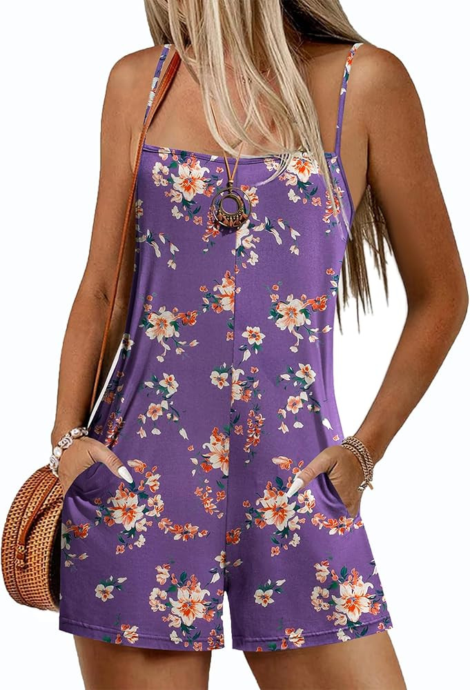 Ekouaer Summer Rompers for Women Floral Beach Sleeveless Shorts Overalls Boho Outfits 2026 Jumpsu... | Amazon (US)