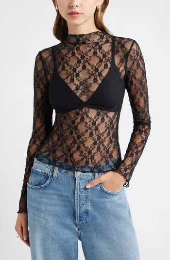 Floral Stretch Lace Top | Nordstrom