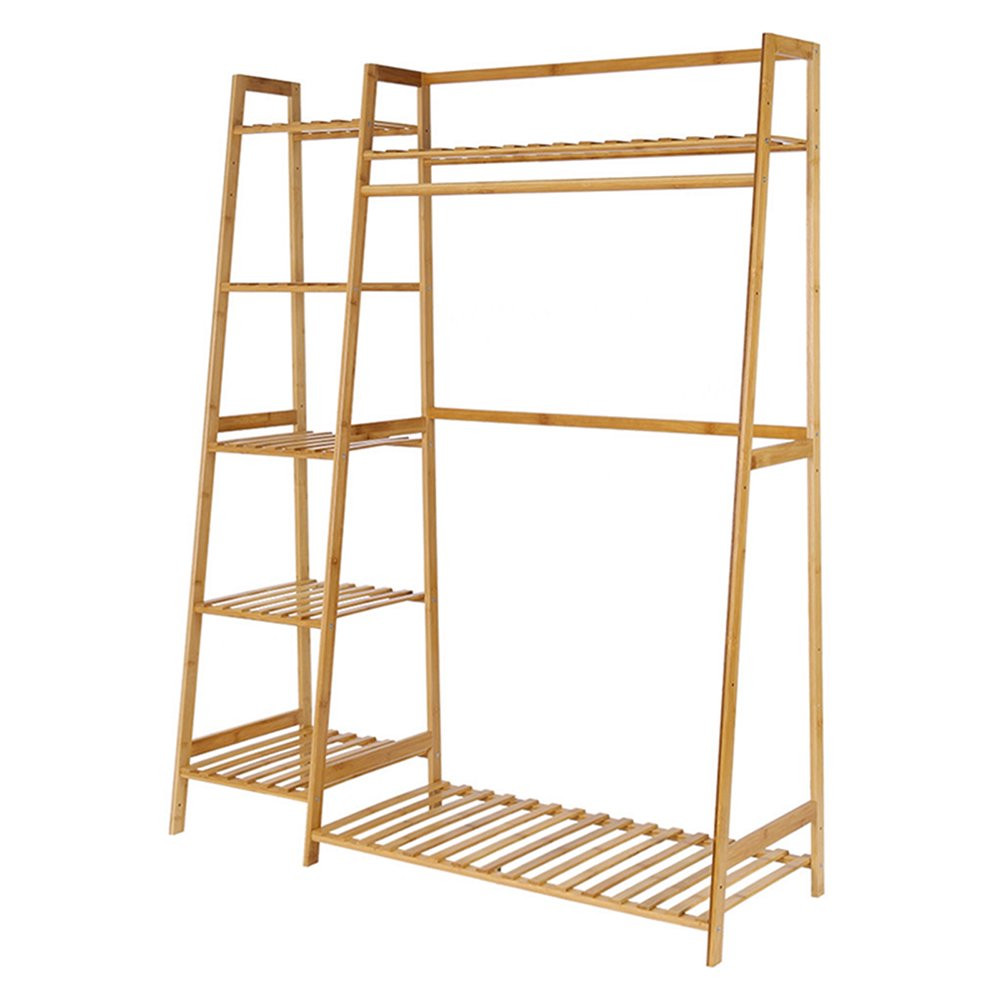 Volity 5 Tier Heavy Duty Bamboo Garment Rack Coat Clothes Hanging Rack,Clothing Storage Wardrobe ... | Walmart (US)