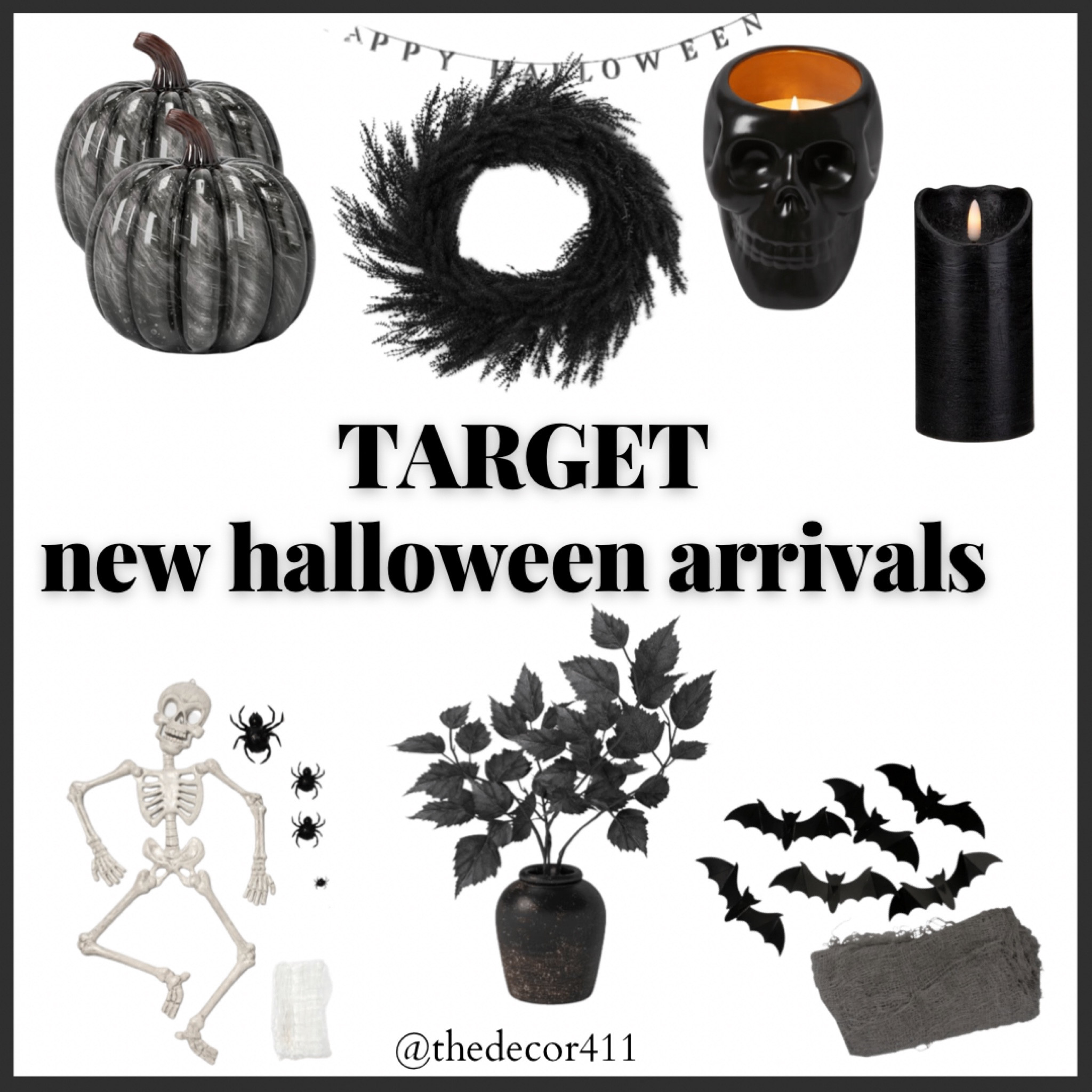 Target new Halloween arrivals 
Halloween home decor 
Black pumpkins, black wreath, skeletons, Skelton candle, Skelton, bats, black floral arrangement, Halloween home decor 

#LTKSeasonal #LTKunder50 #LTKhome