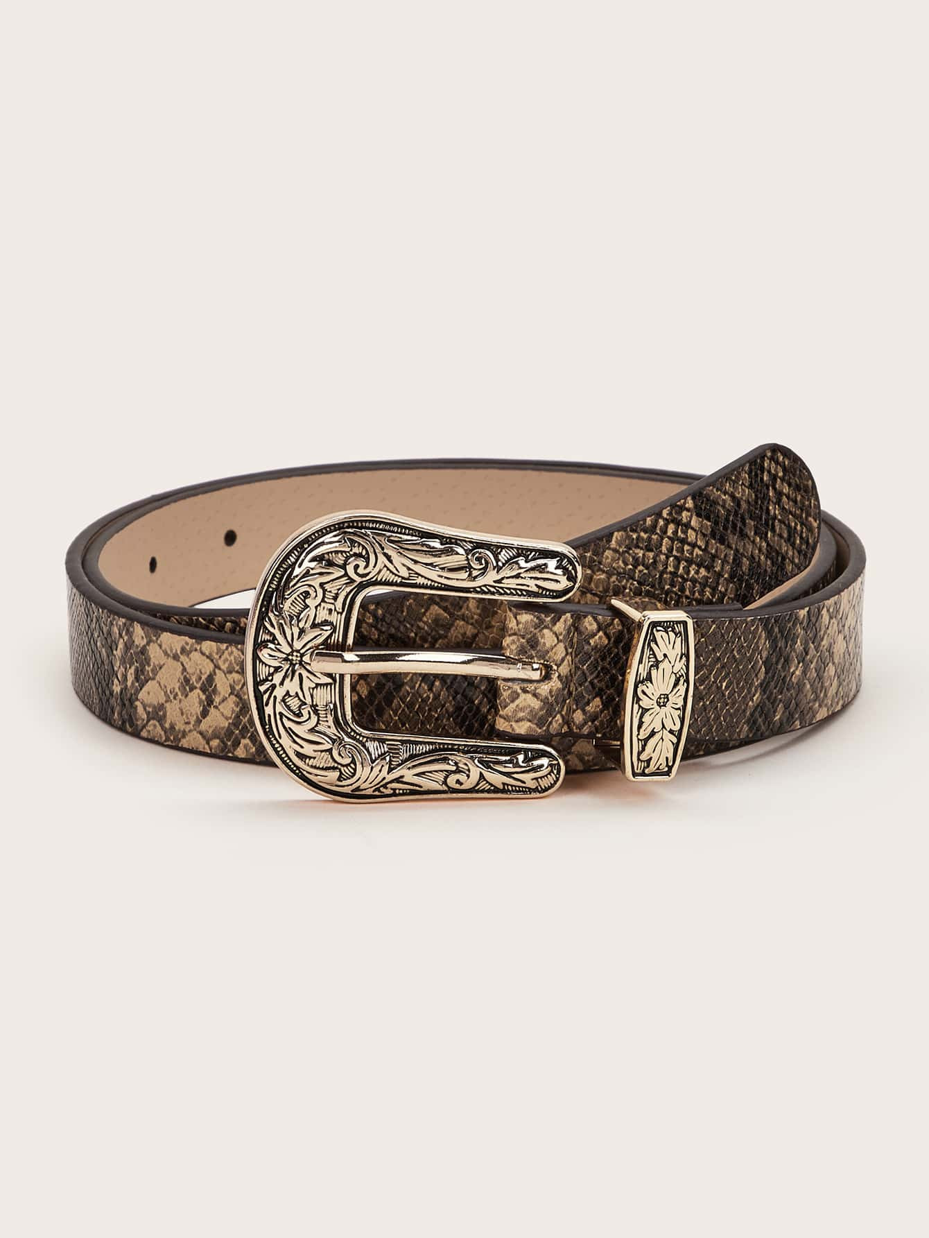 Snakeskin Pattern Western Belt | SHEIN USA | SHEIN