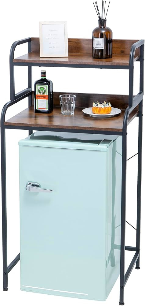 2-Tier Mini Fridge Shelf Storage Shelf Mini Fridge & Microwave Stand Table, Kitchen Shelves Frees... | Amazon (US)