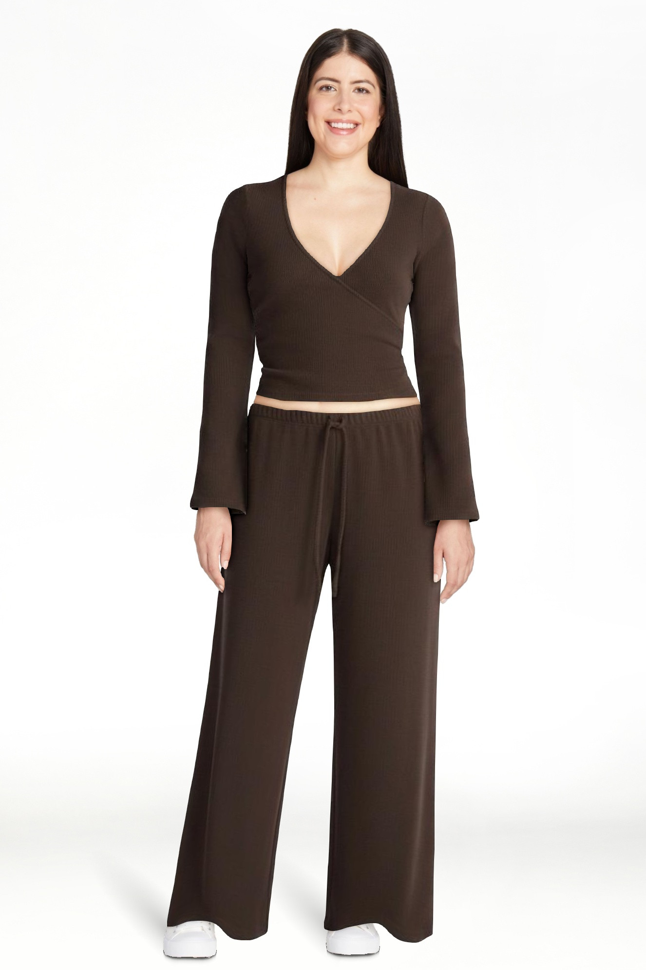 No Boundaries Ribbed Ballet Top and Flare Pants Set, 2 Piece, Women's XXS-XXL | Walmart (US)