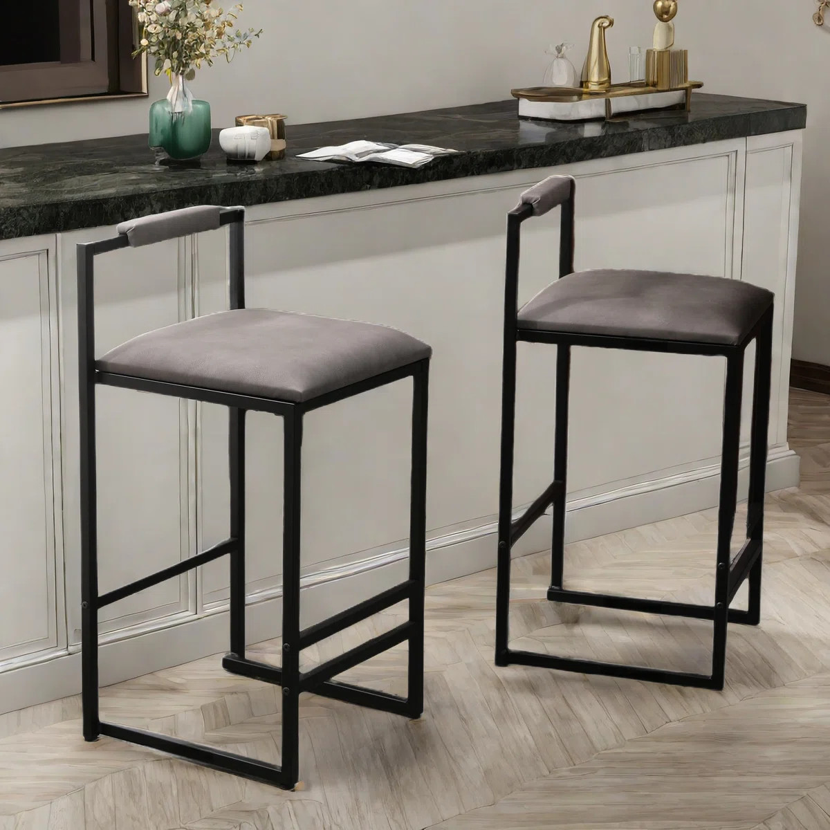 17 Stories Takehiko 24.8'' PU Leather Counter Bar Stool Set & Reviews | Wayfair | Wayfair North America