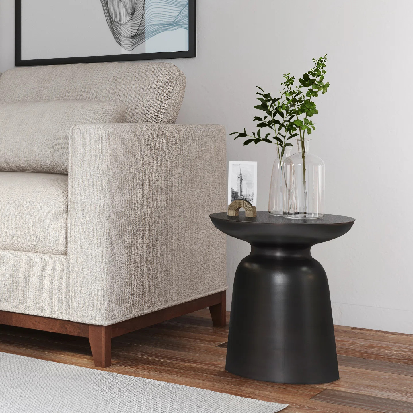17"W Round Industrial Metal Accent Table with Sculptural Design | Wayfair North America