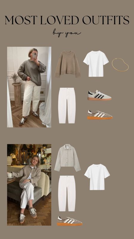Outfit 1 - White straight arch jeans (w28) Beige cashmere jumper (size s) Adidas spezial
Outfit 2- COS Jacket White straight arch jeans (w28) Adidas spezial

#LTKeurope #LTKstyletip #LTKSeasonal