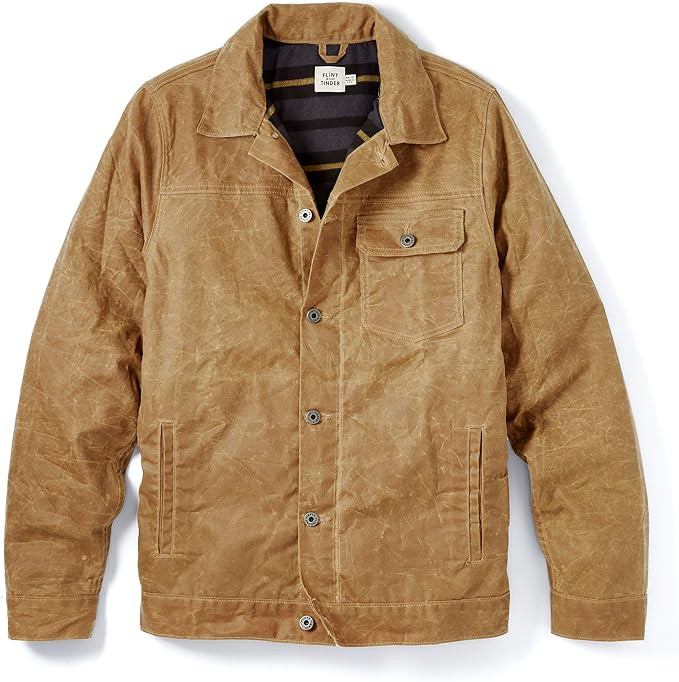 Huckberry Flint and Tinder Men's Flannel-Lined Waxed Trucker Jacket, Water & Weather Resistant Me... | Amazon (US)