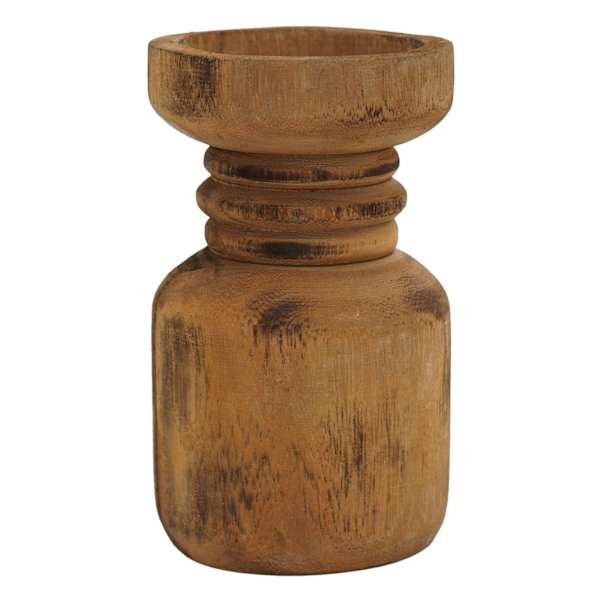 Natural Wood Pillar Candle Holder, 7" | At Home