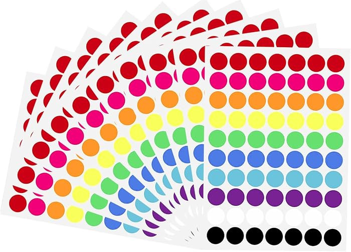 700 PCS Dot Stickers 3/4 Inch Color Coding Labels Round Colored Dot Stickers, 10 Assorted Color C... | Amazon (US)
