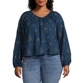 new!a.n.a Plus Womens V Neck Long Sleeve Blouse | JCPenney