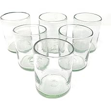 MexHandcraft Clear Blown 10 oz Tumbler Glasses, set of 6, Mexican Handmade Glassware, Recycled Gl... | Amazon (US)